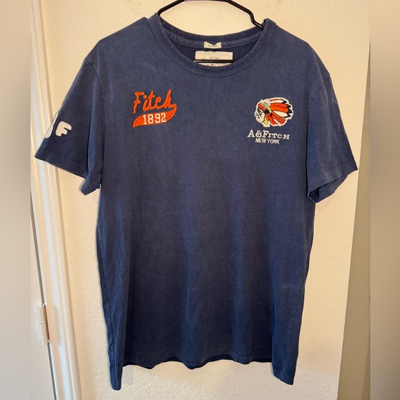 Abercrombie And Fitch Muscle Graphic Tee Mens 2XL Blue Y2K Logo Vintage Retro - Picture 1 of 11